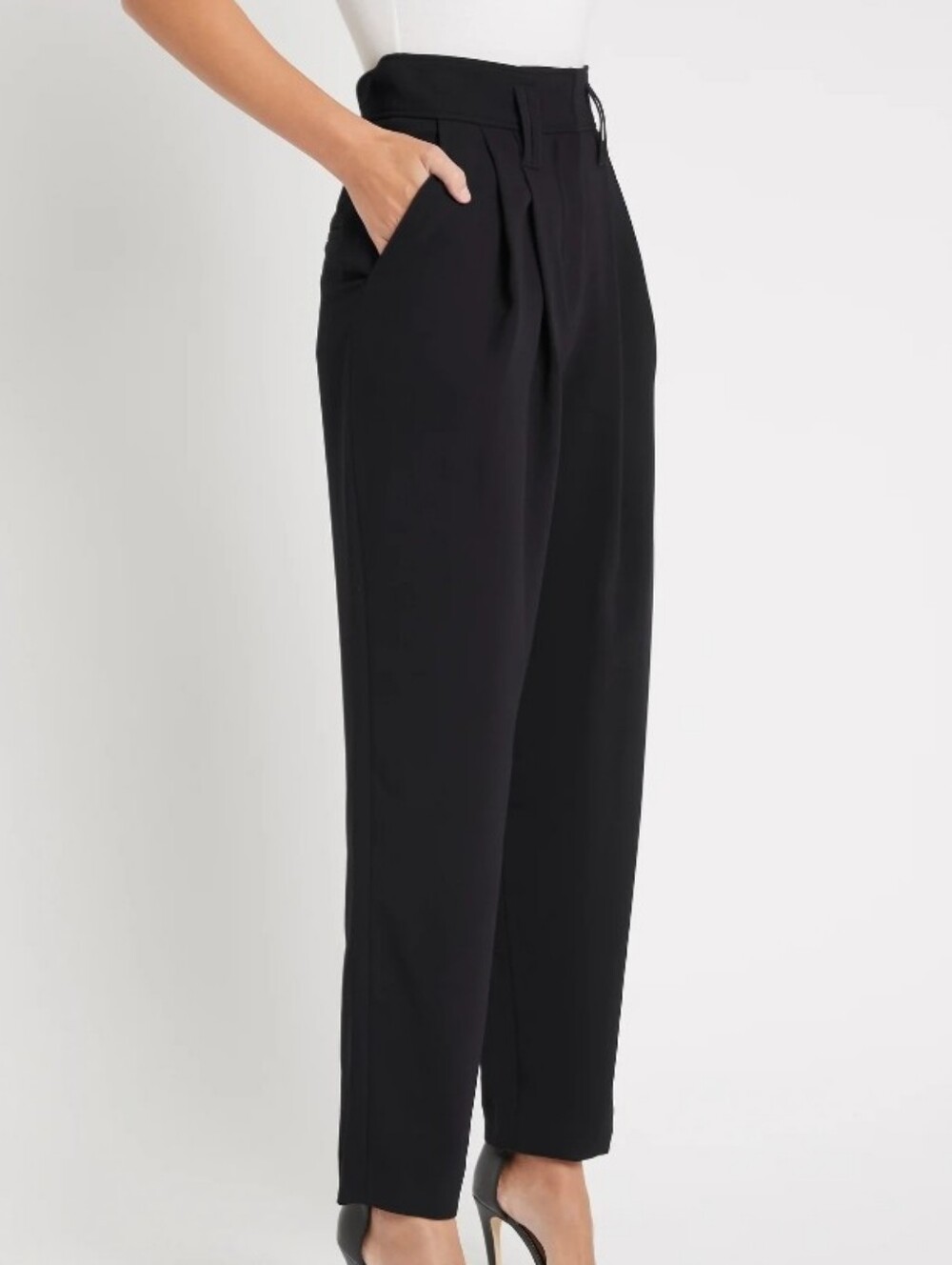 IRO Nahma Wool Blend Black High-Waist Pleated Luxury Trousers Sz-36